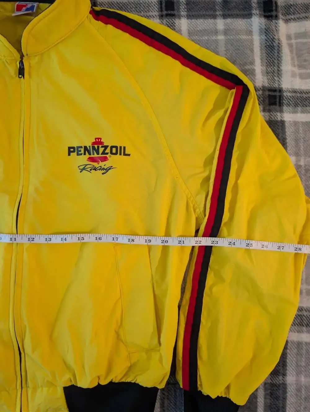 Vintage Pennzoil Racing Bomber Jacket Yellow Black Logo XL